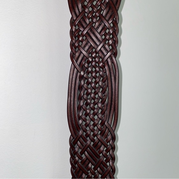 Woven Brown Leather Wide Belt - Picture 7 of 7